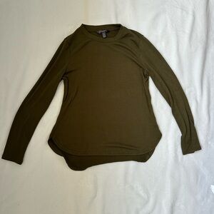 olive green jacket, soft fabric, comfortable, round neck